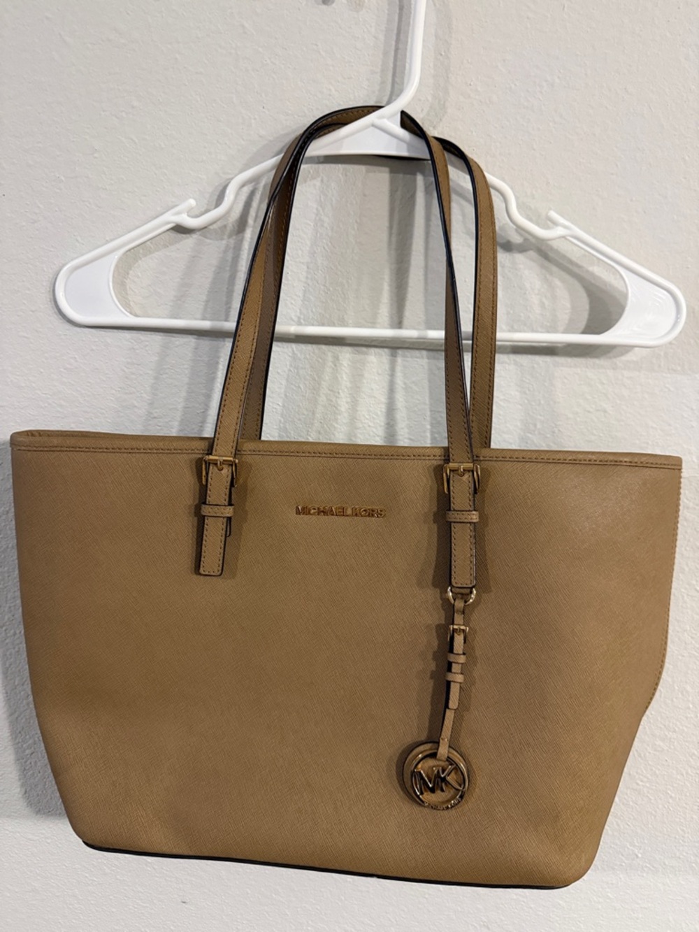 Michael Kors Large Saffiano Leather Tote in Tan